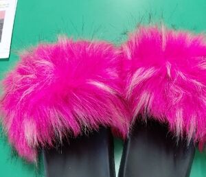 Plush Hot Pink Faux-Fur Slide Slippers